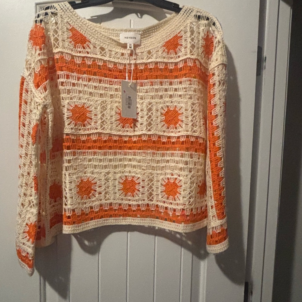 Heyson Cream Crochet Sweater